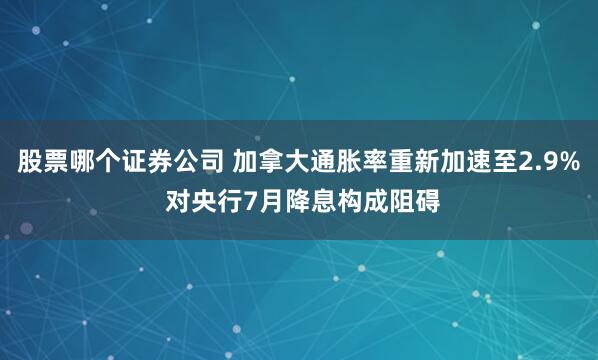 股票哪个证券公司 加拿大通胀率重新加速至2.9% 对央行7月降息构成阻碍